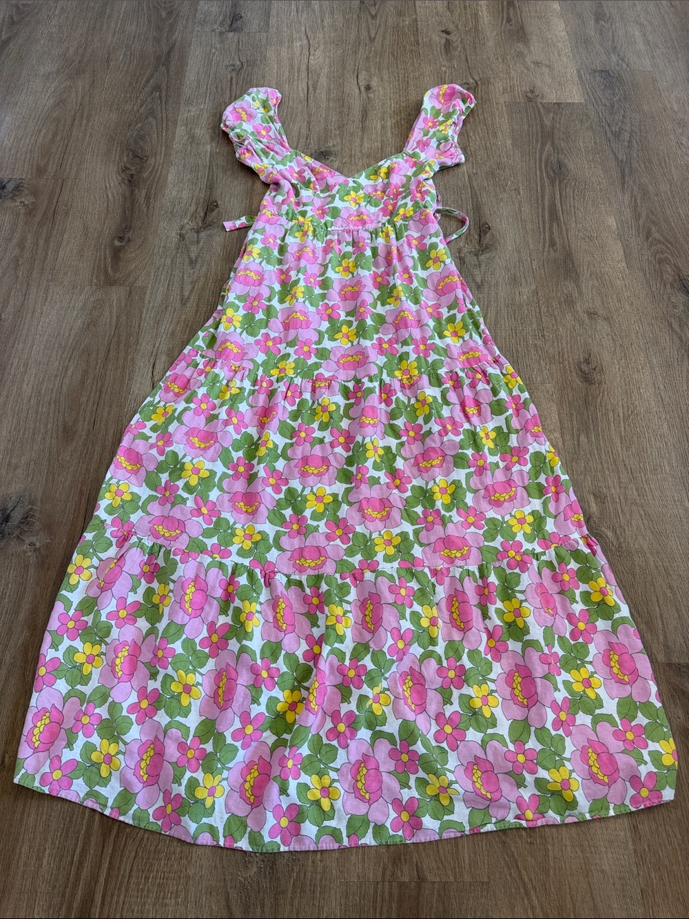 Show Me Your MuMu Pink and Green Floral Puff-Sleeve Cathy Maxi Dress - Picture 7 of 16